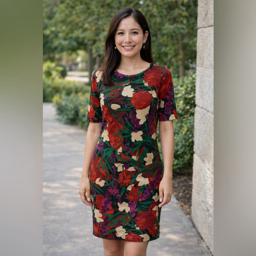 LuLaRoe Julia Knit Dress – Floral Print – Knee-Length – Women’s XXS